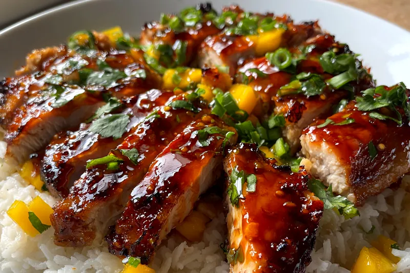 Cooking process for Sweet Mango Glazed Chicken