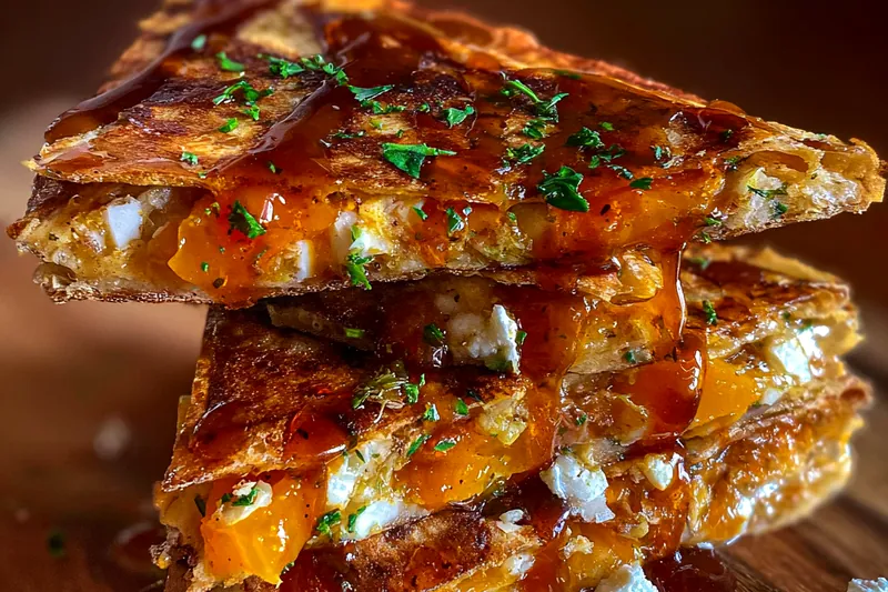 Fresh ingredients for Sweet Peach Cheese Quesadilla