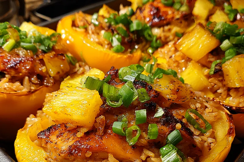 Fresh ingredients for Teriyaki Chicken Stuffed Peppers