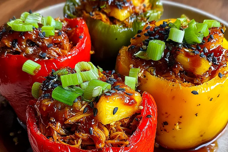 Cooking process for Teriyaki Pineapple Stuffed Peppers