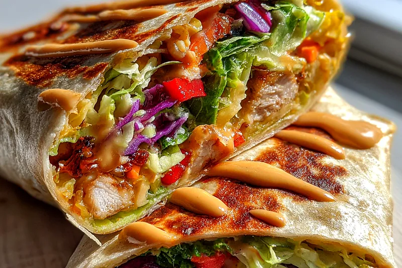 Cooking process for Thai Peanut Chicken Wraps