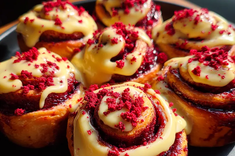 Fresh ingredients for Velvety Red Cinnamon Rolls